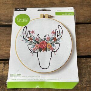 Bucilla Floral Deer Stamped Embroidery Kit 6" Hoop & Materials Included 47916E